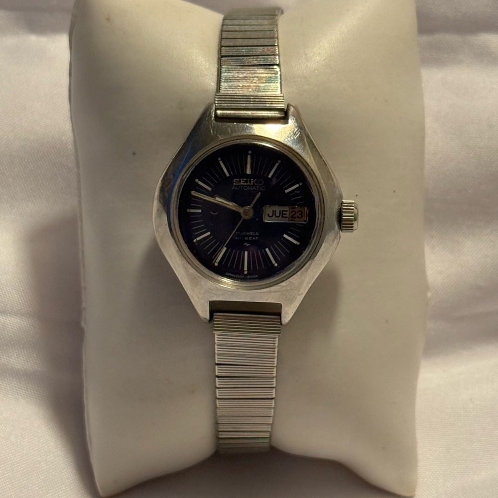 Seiko Silver Watch with Blue Dial